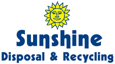 Yellow smiling sunshine above the words Sunshine Disposal & Recycling